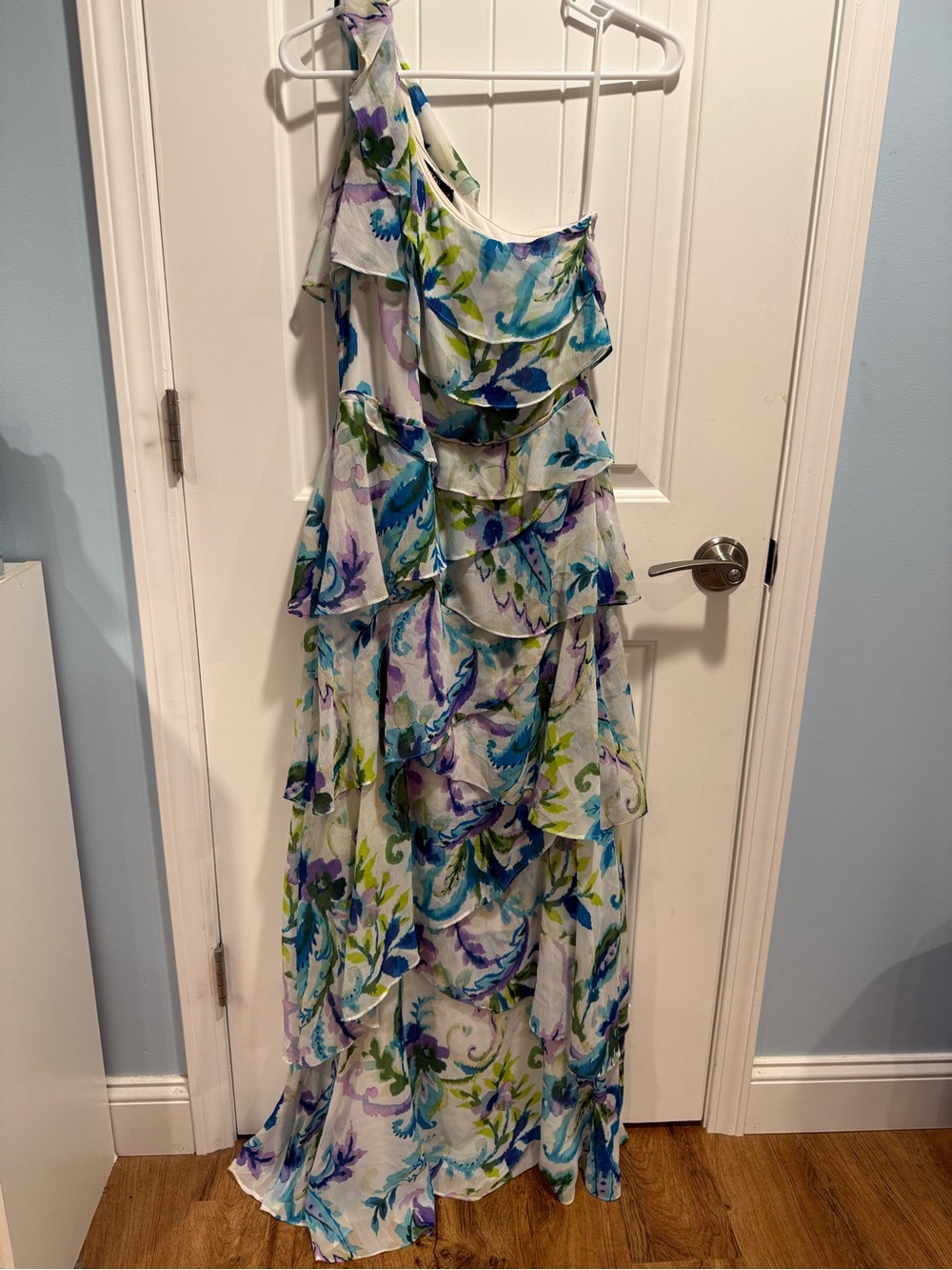 Lauren Ralph Lauren  One-Shoulder Floral Ruffle Gown, Women's Sz 4
